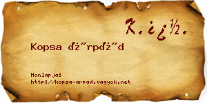 Kopsa Árpád névjegykártya