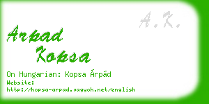 arpad kopsa business card